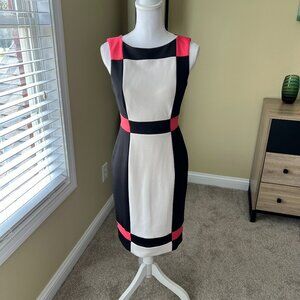 Maggy London Block Dress Black White Pink